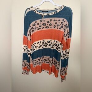 Women's M Long Sleeve Leopard Print Boutique Top Made in USA